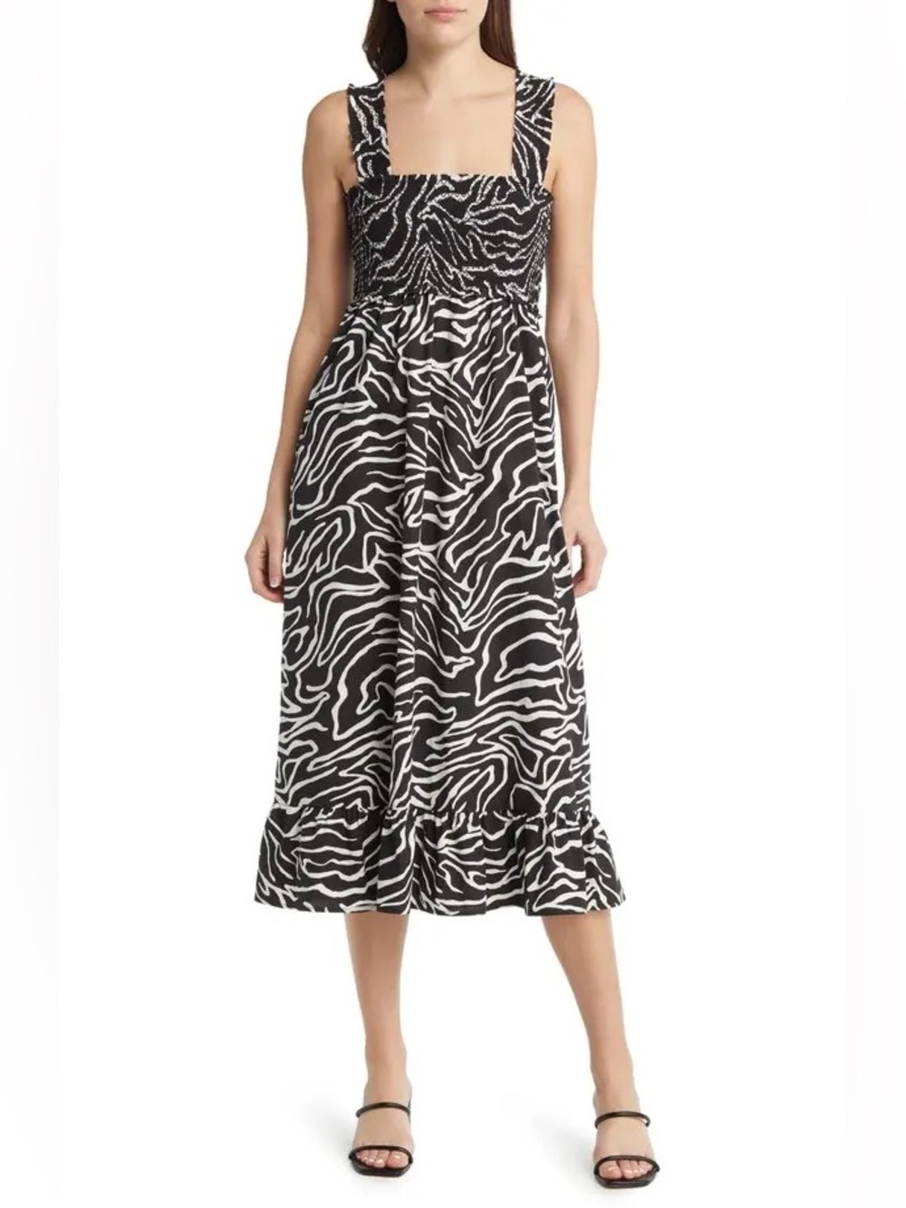 Rails RUMI CONTOUR LINES MIDI Dress L Breezy Contemporary Resort wear Feminine